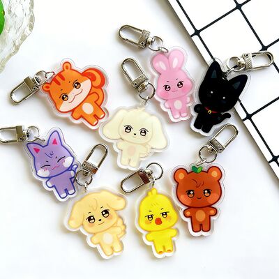 comprar Custom Clear Acrylic Keychain Logo Cartoon Glitter Epoxy Keychain Charm Chain de Chaves de Plástico Anime Acrylic Keyring Custom online manufacture