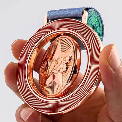 Medalhas personalizadas de 15 cm Medalhas gravadas personalizadas de ouro rosa Esmalte personalizado