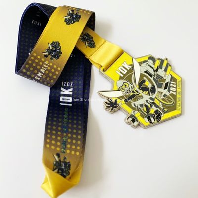 2.25 polegadas 2,5 polegadas Esportes Hexagon Medalhas personalizadas Amarelo Medalhas personalizadas de ouro