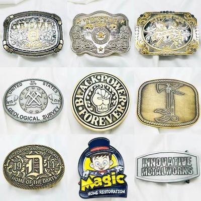 Cinturão de algodão de zinco 2d 3d Ouro Metal Mens Custom Buckle