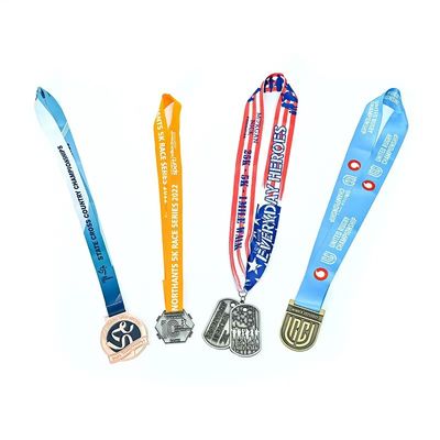 Lanyards personalizados de poliéster de design personalizado com impressão de serigrafia para fitas de medalha