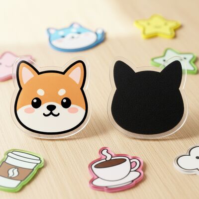 Adesivo de frigorífico acrílico de alta transparência personalizado com design magnético forte e tamanho e forma personalizáveis