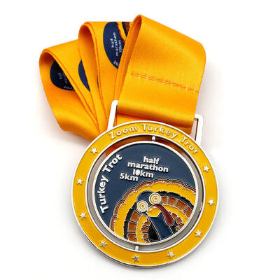 Crie Sua Própria Medalha Esportiva Personalizada – Liga de Zinco 3D com Impressão UV Dourada para Maratona, Formatura e Premiações