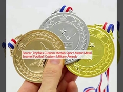 Troféus de futebol Medalhas personalizadas Prêmio desportivo Metal Esmalte Prêmio militar de futebol